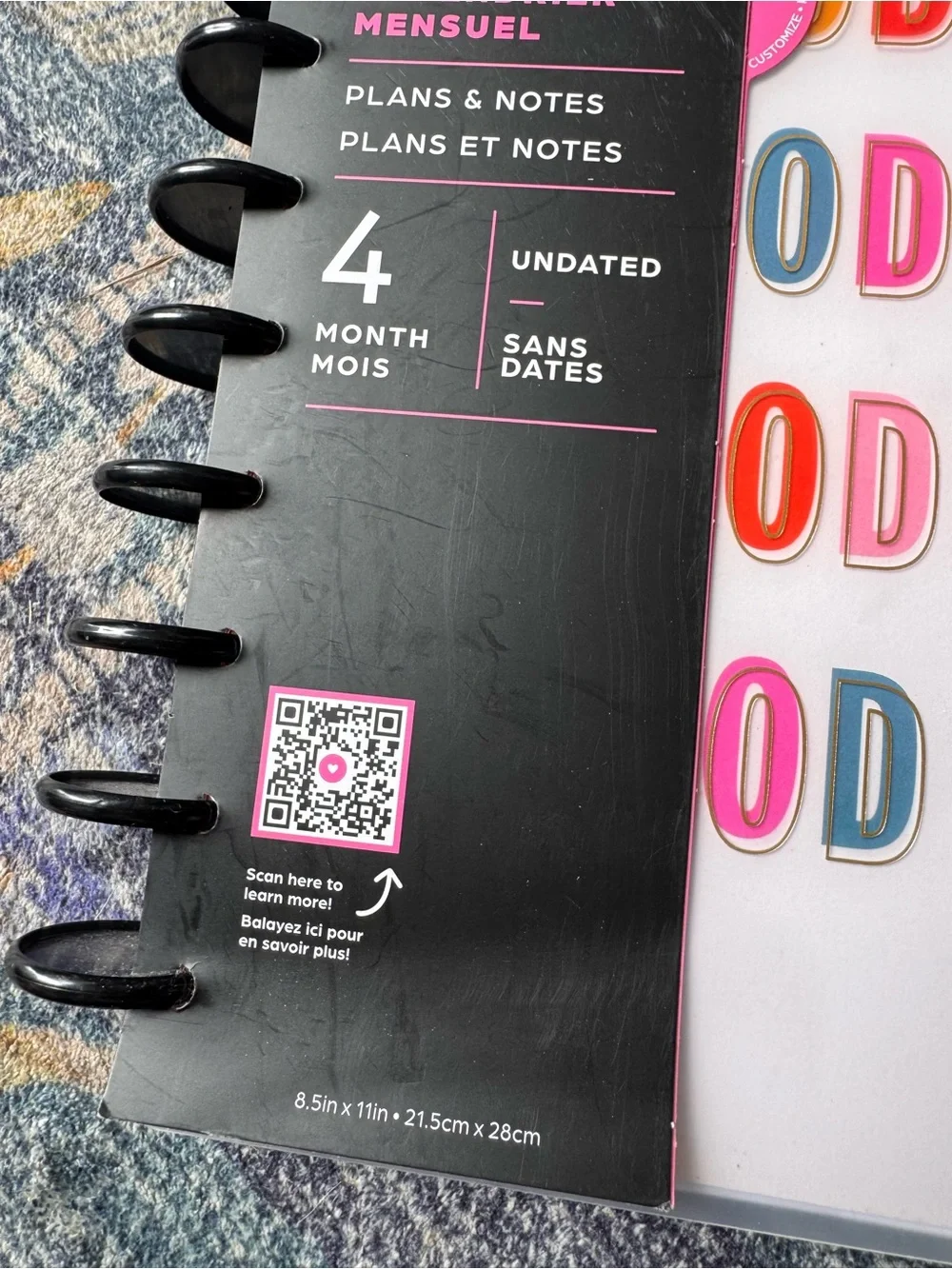 NWT The Happy Planner Multicolor 'Good Times' Raised Letter Big 4 Month Planne